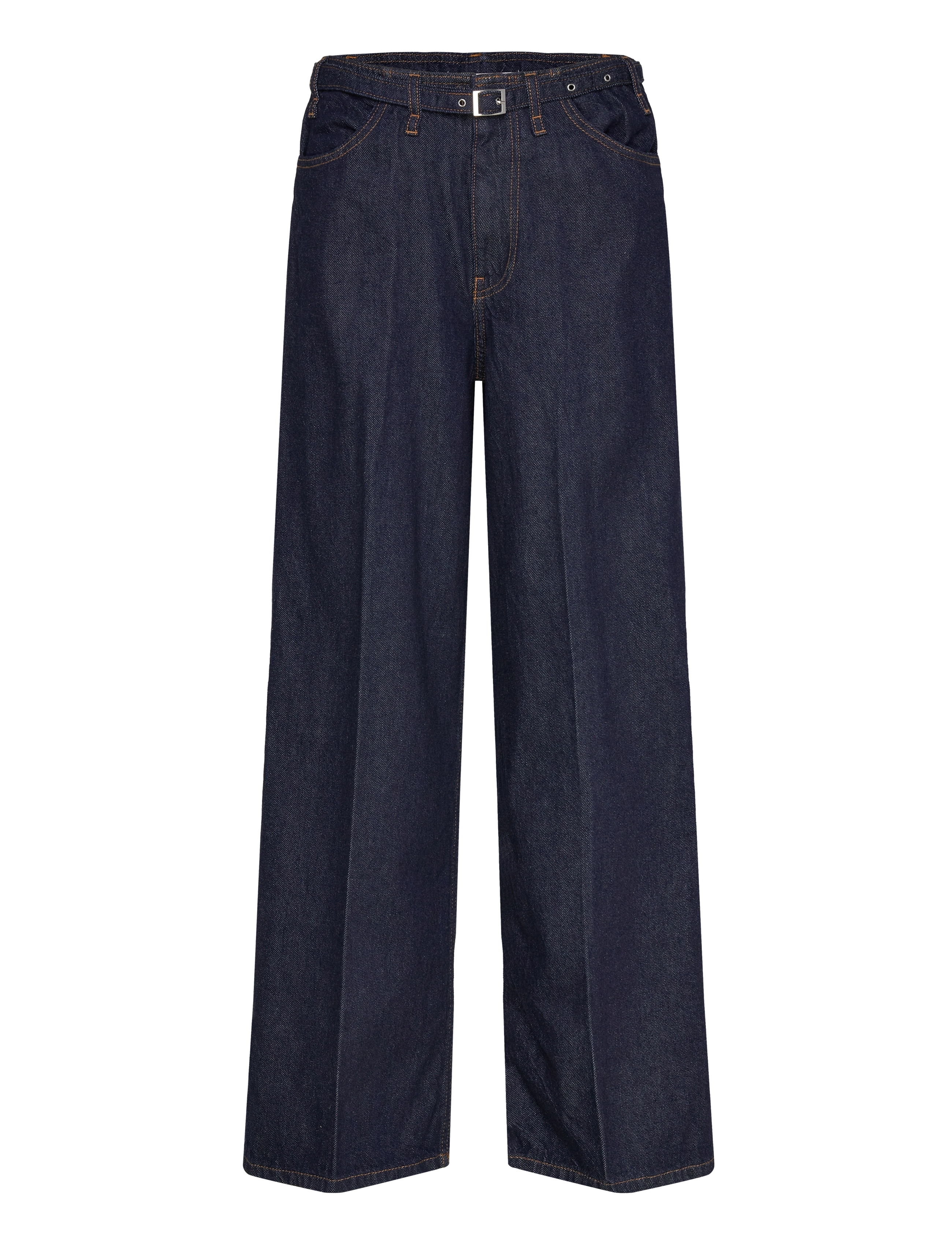 Mango Rinse-wash wide leg jeans with belt - Brede jeans - OPEN BLUE / navy