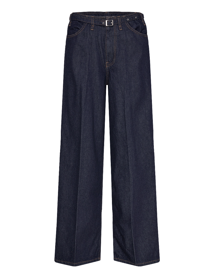 Mango - Rinse-wash wide leg jeans with belt - brede jeans - open blue - 1