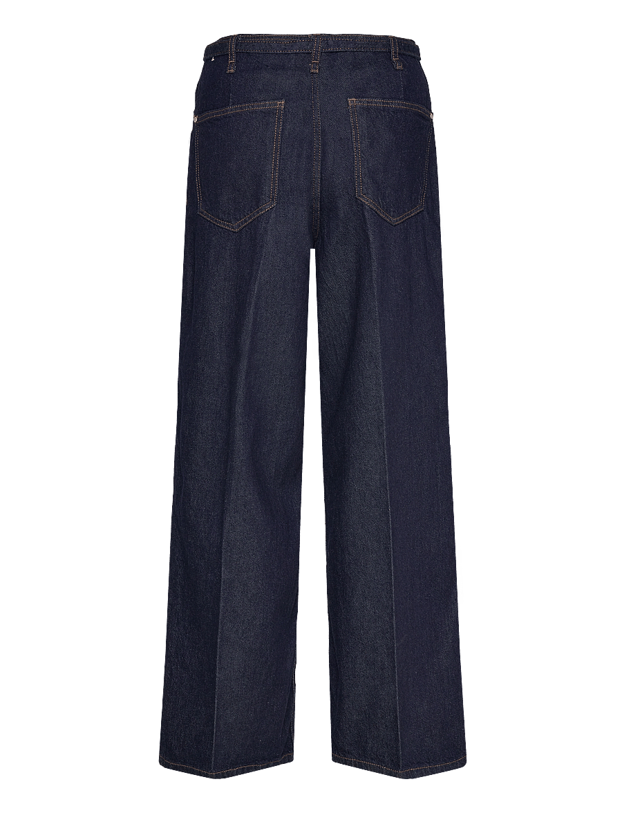 Mango - Rinse-wash wide leg jeans with belt - brede jeans - open blue - 2