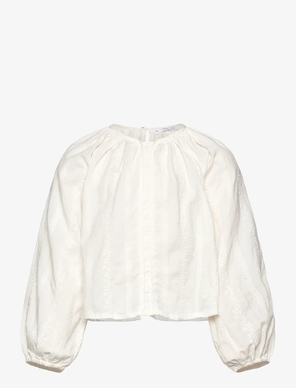 Mango - Cotton blouse with embroidered details - blusar & tunikor - white - 0
