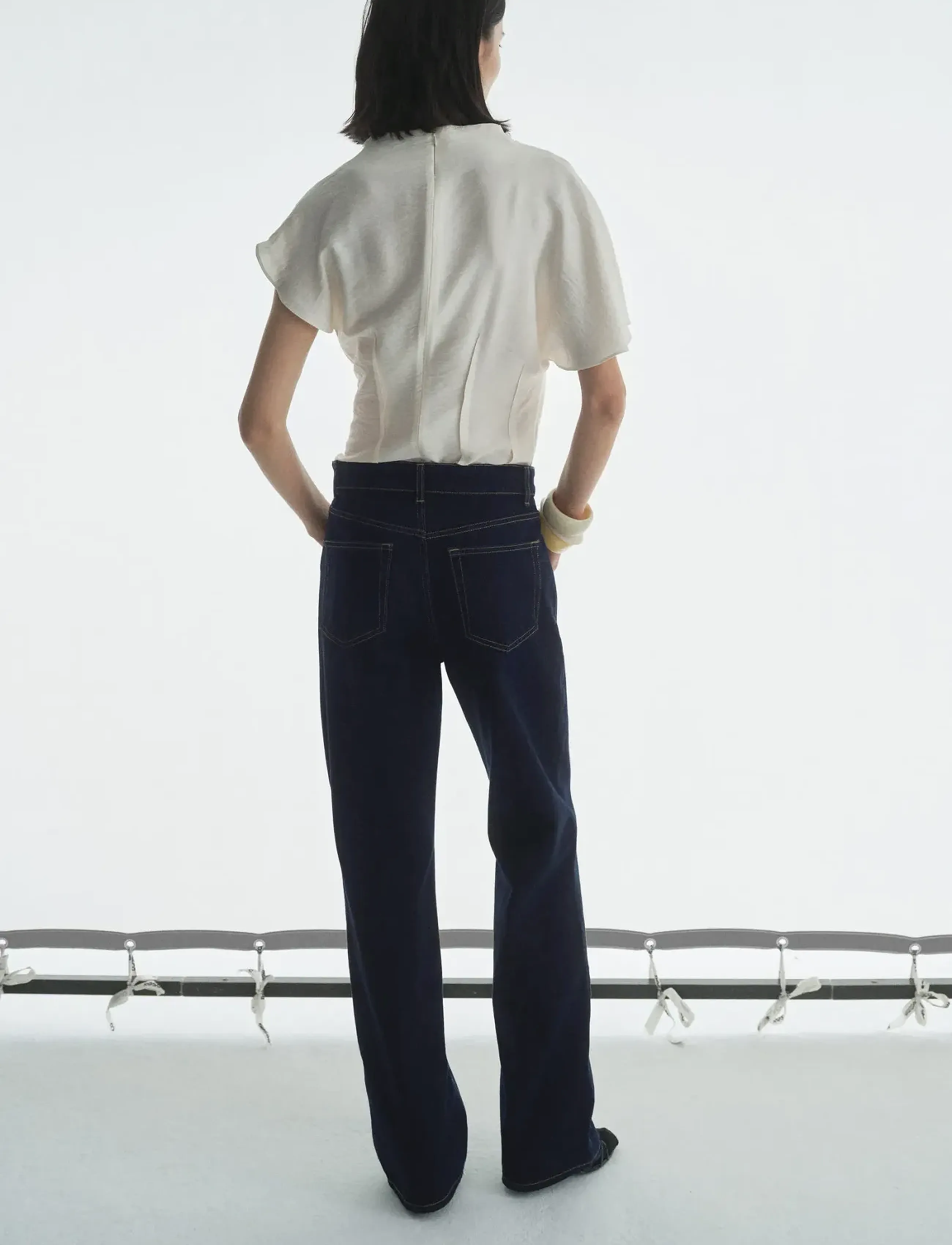 Mango - High-waisted straight-fit rinse-wash jeans - open blue - 3