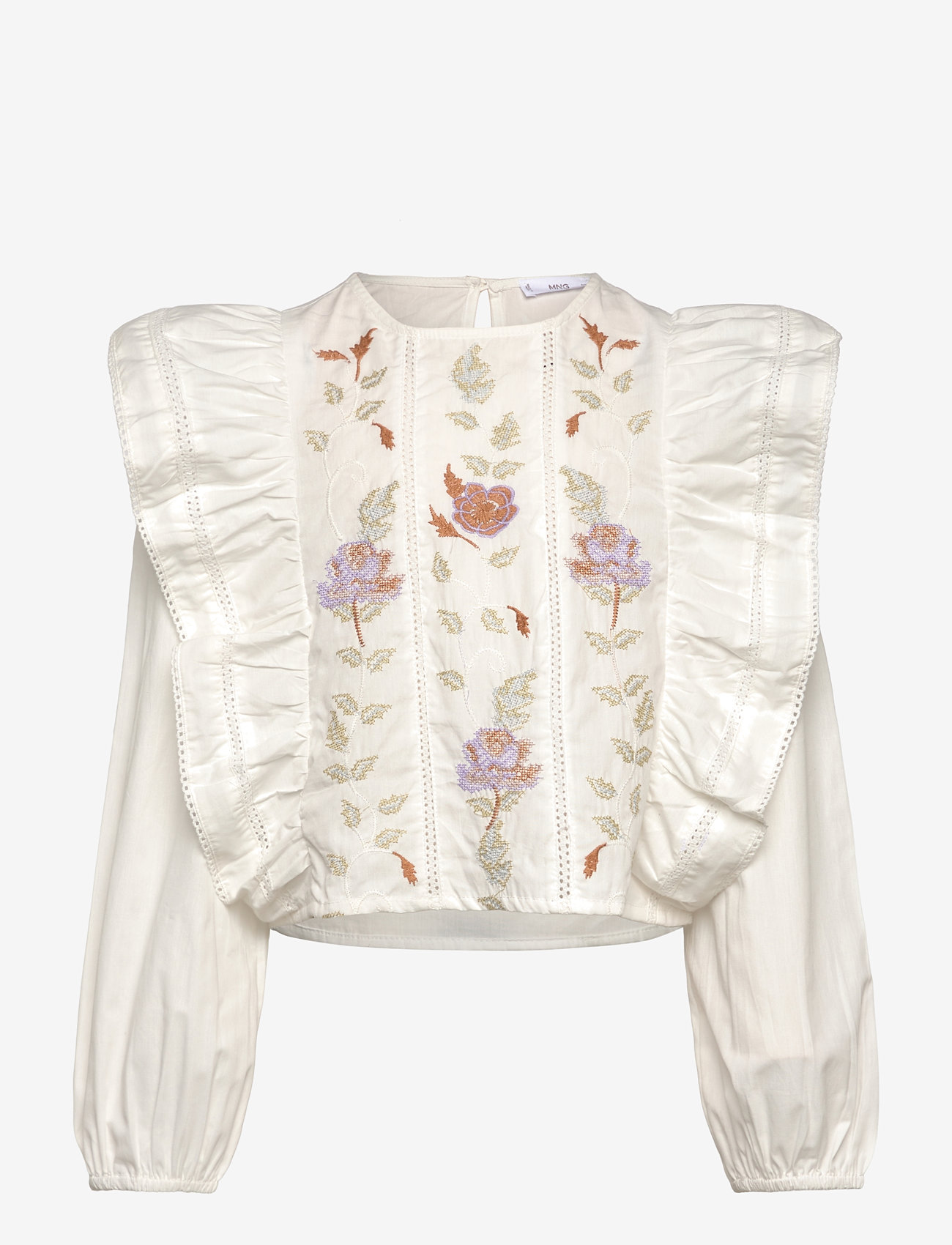 Mango - Floral embroidered blouse - madalaimad hinnad - white - 0