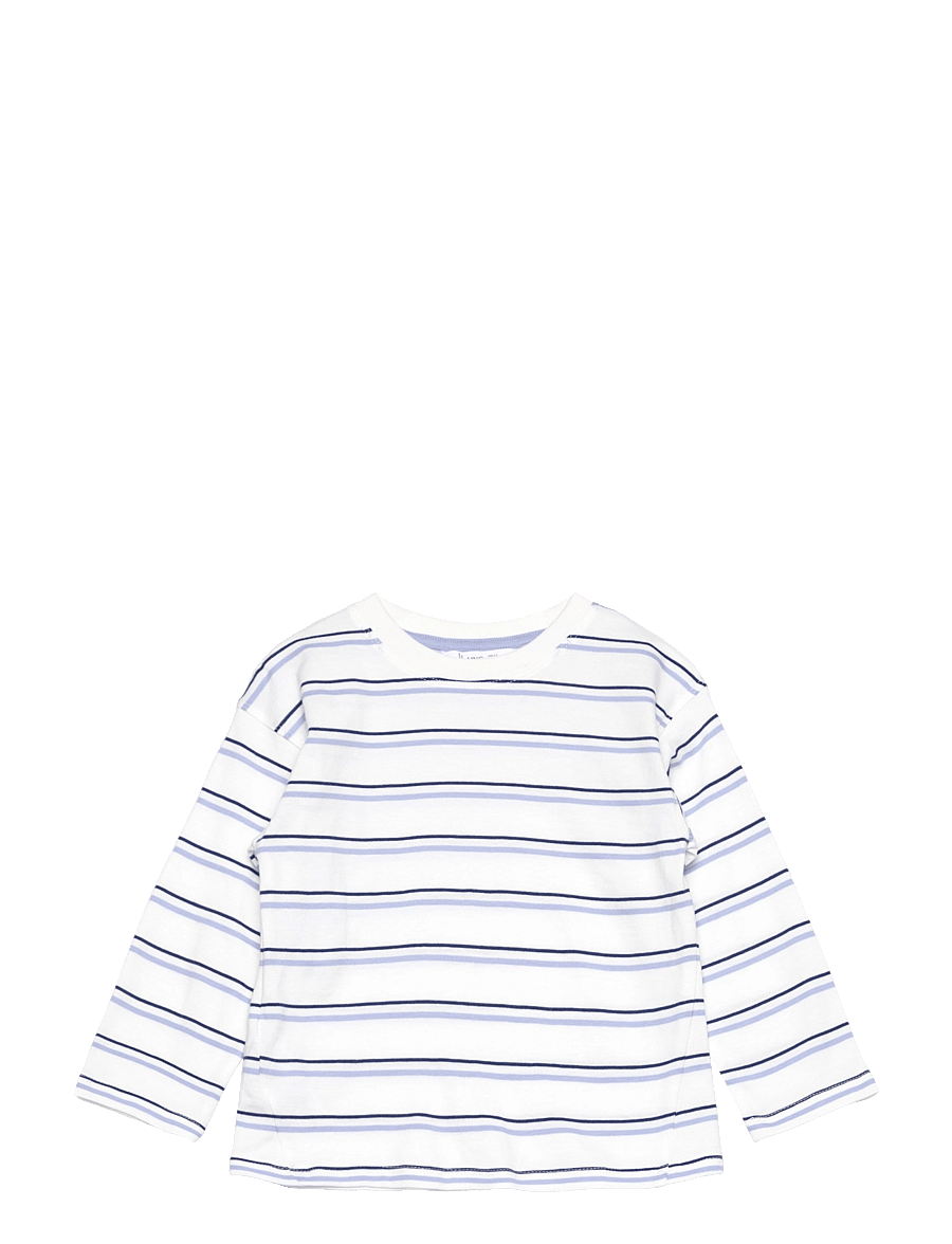 Mango - Striped cotton T-shirt - medium blue - 0
