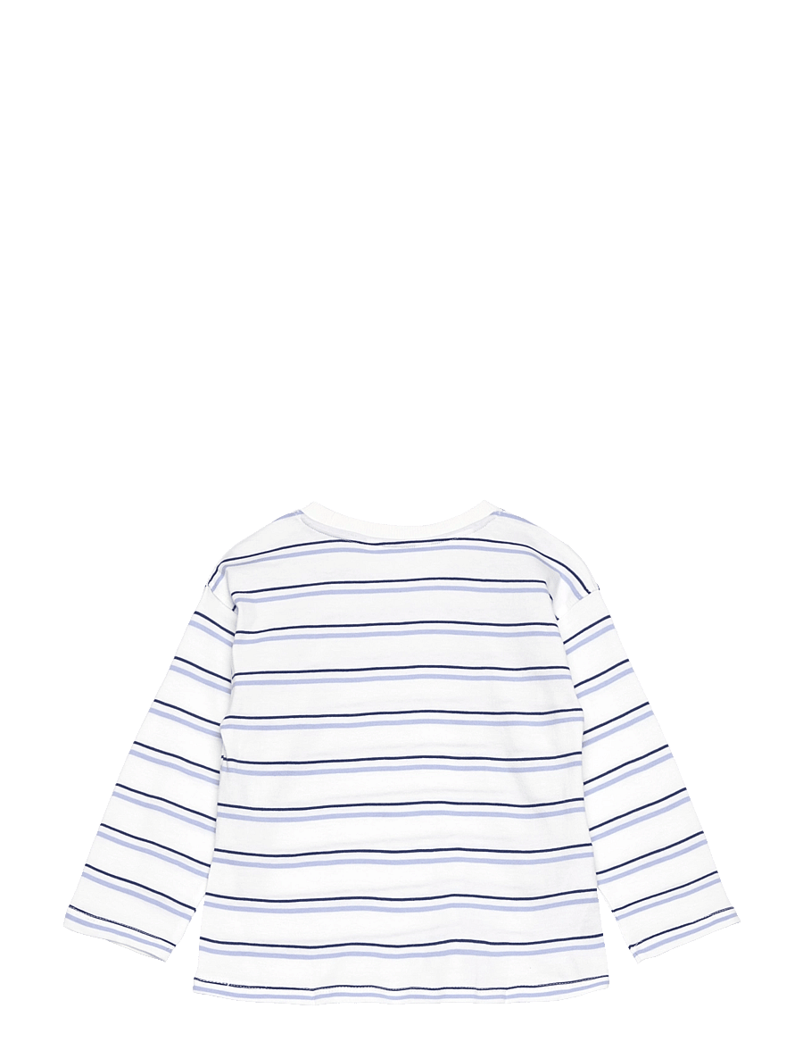 Mango - Striped cotton T-shirt - medium blue - 1
