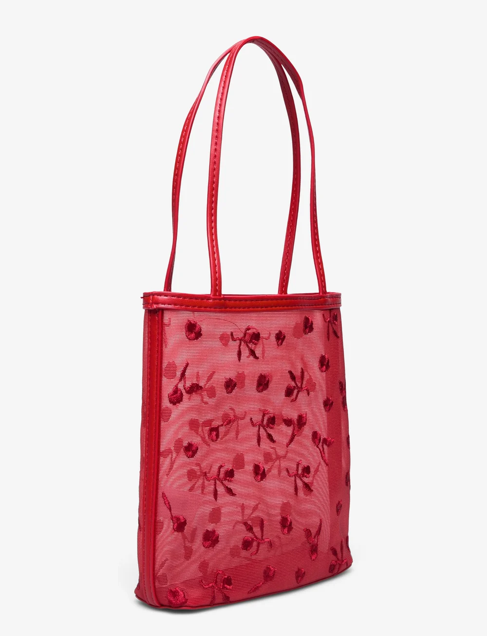 Mango - Flower-embroidered mesh bag - totes - red - 2