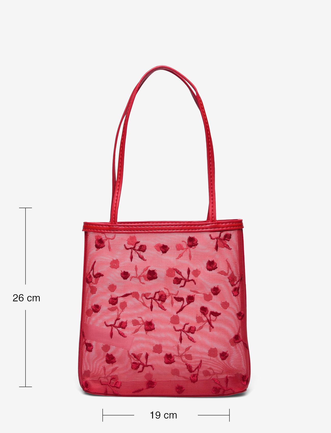 Mango - Flower-embroidered mesh bag - totes - red - 5