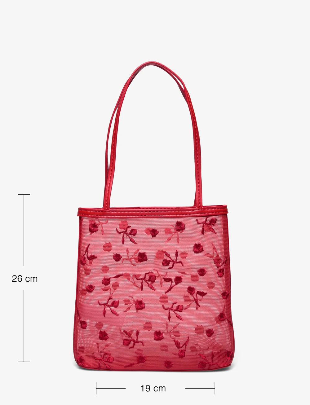 Mango - Flower-embroidered mesh bag - totes - red - 5