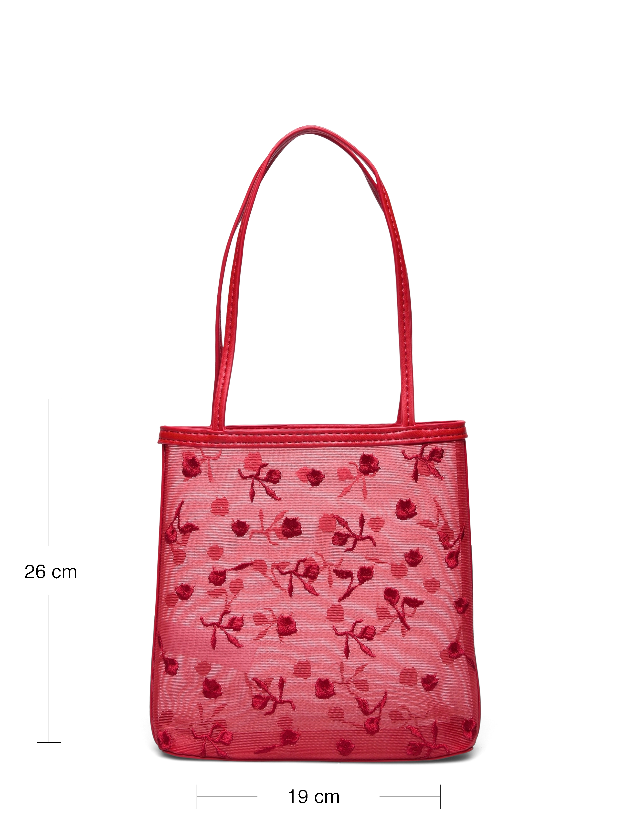 Mango - Flower-embroidered mesh bag - red - 5