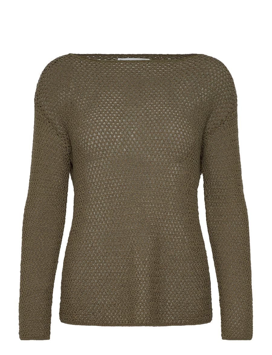 Mango - Openwork knitted boat-neck sweater - hverdags stil - beige - khaki - 0