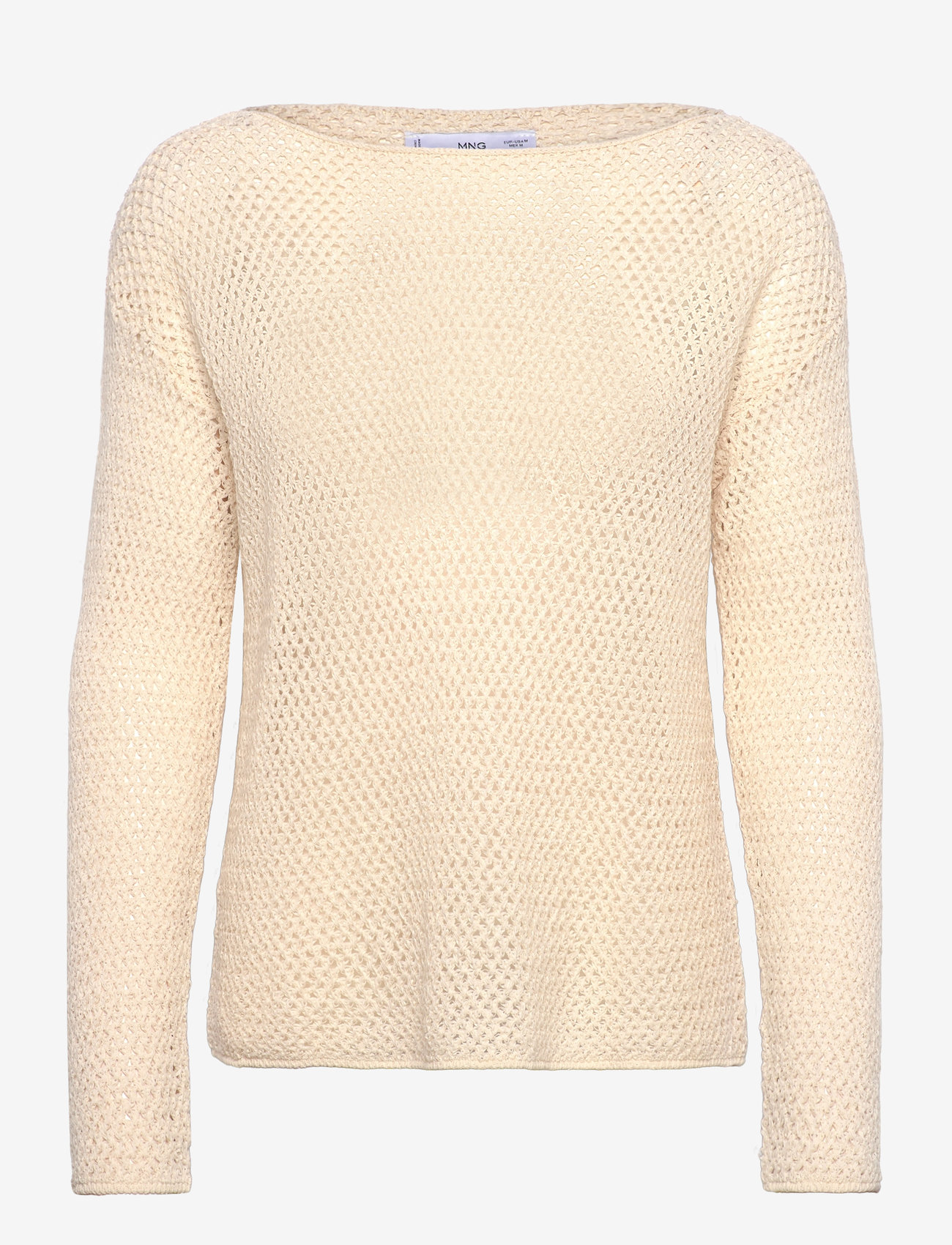 Mango - Openwork knitted boat-neck sweater - efterårstøj - light beige - 0