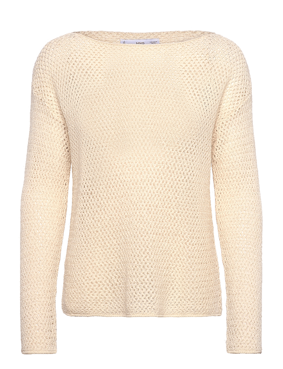 Mango - Openwork knitted boat-neck sweater - hverdags stil - light beige - 0