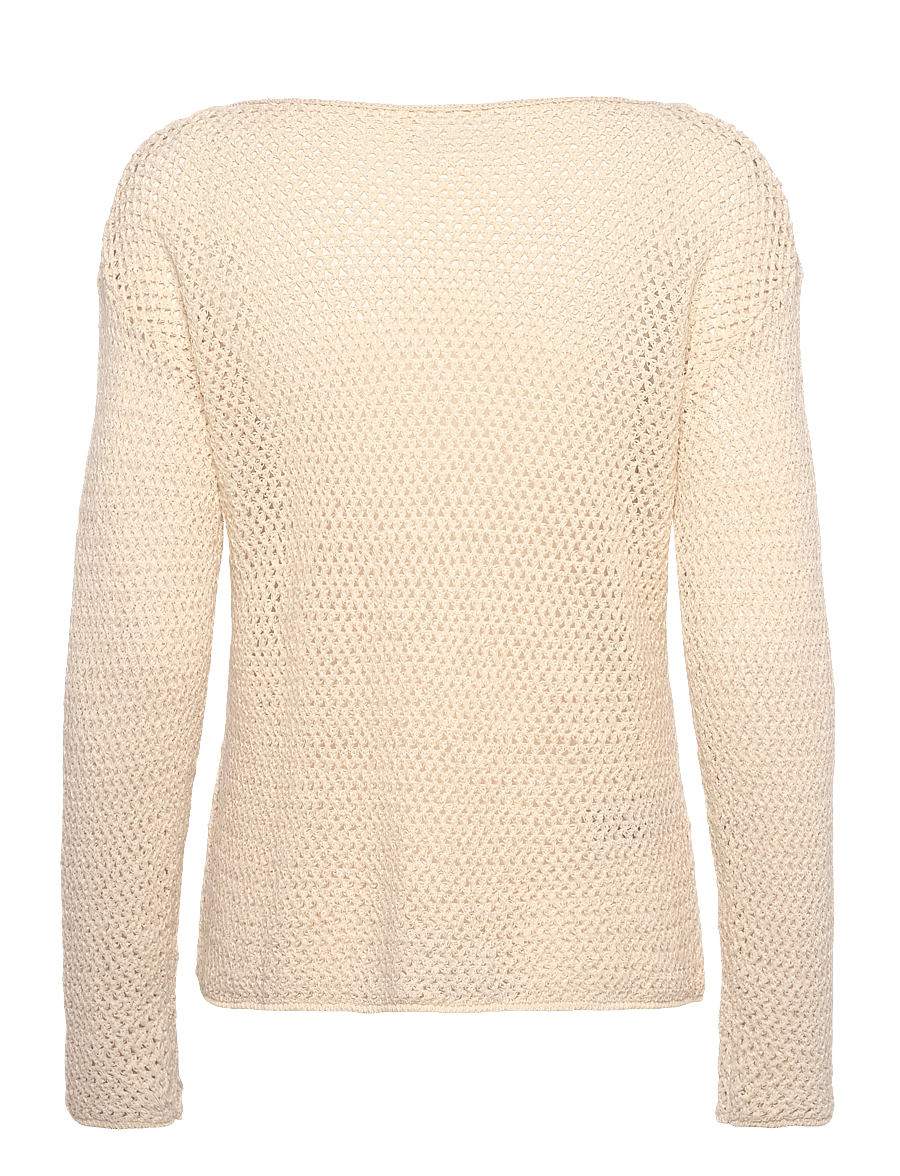 Mango - Openwork knitted boat-neck sweater - hverdags stil - light beige - 1