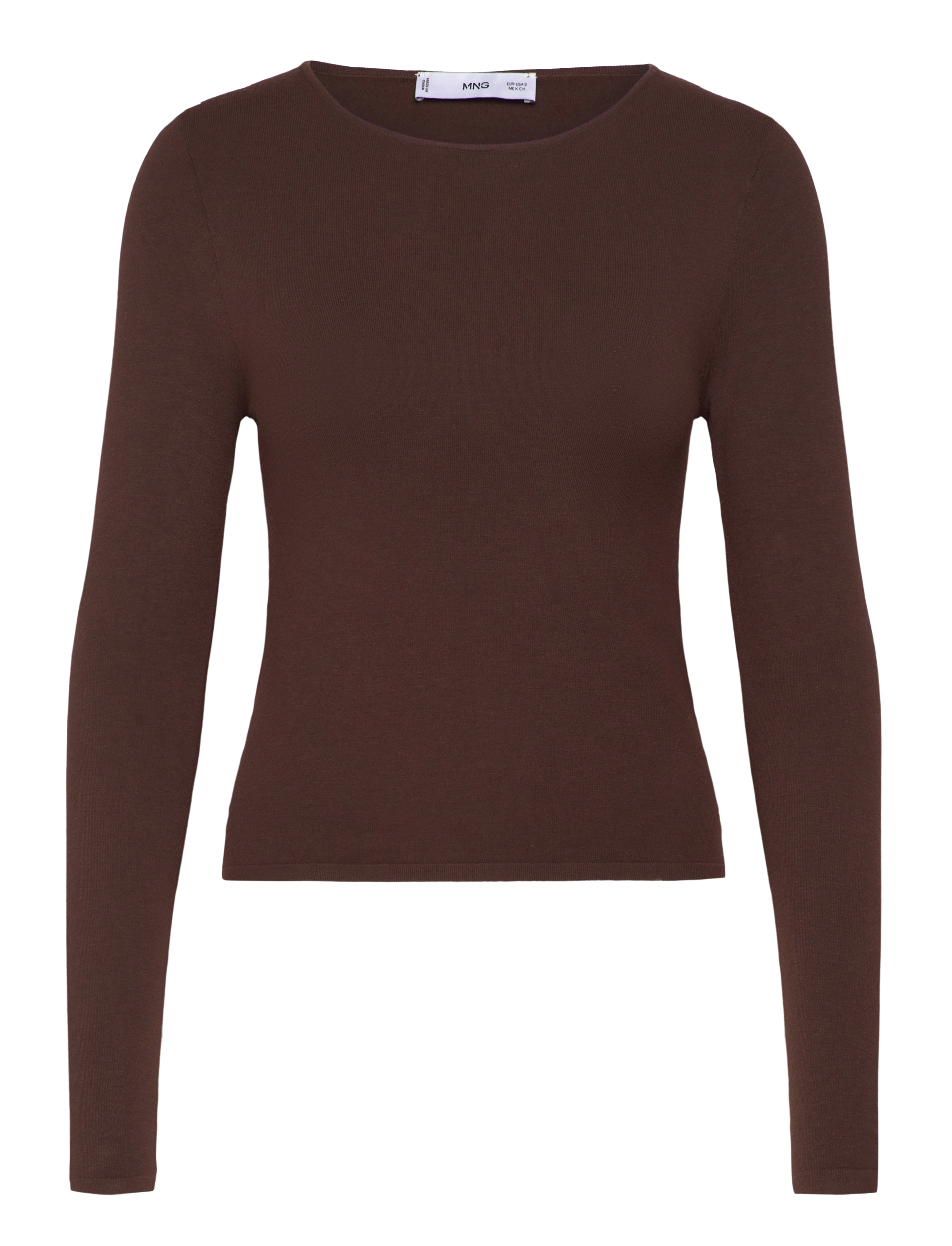 Mango Fine-knit fitted sweater - Strickmode - DARK BROWN / brown
