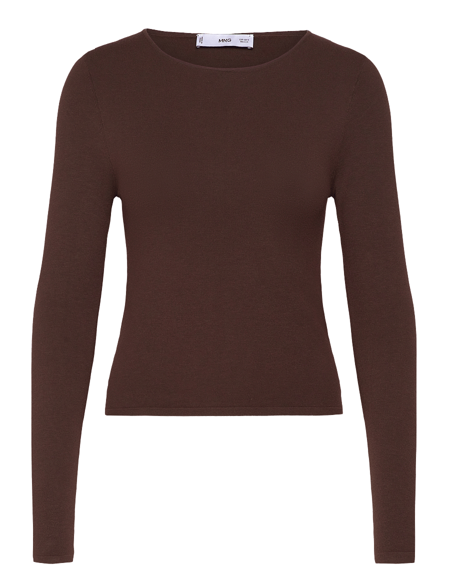 Mango - Fine-knit fitted sweater - stickade tröjor - dark brown - 1
