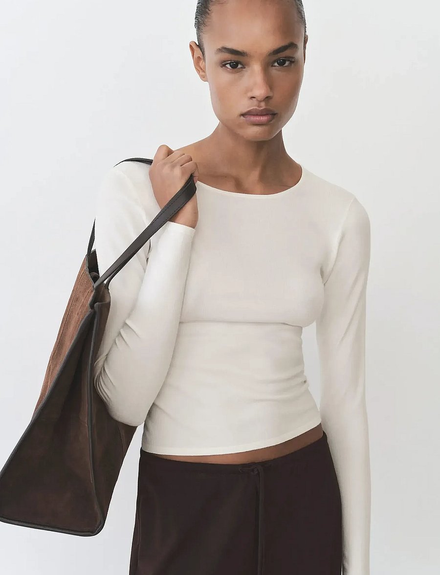 Mango - Fine-knit fitted sweater - stickade tröjor - light beige - 0