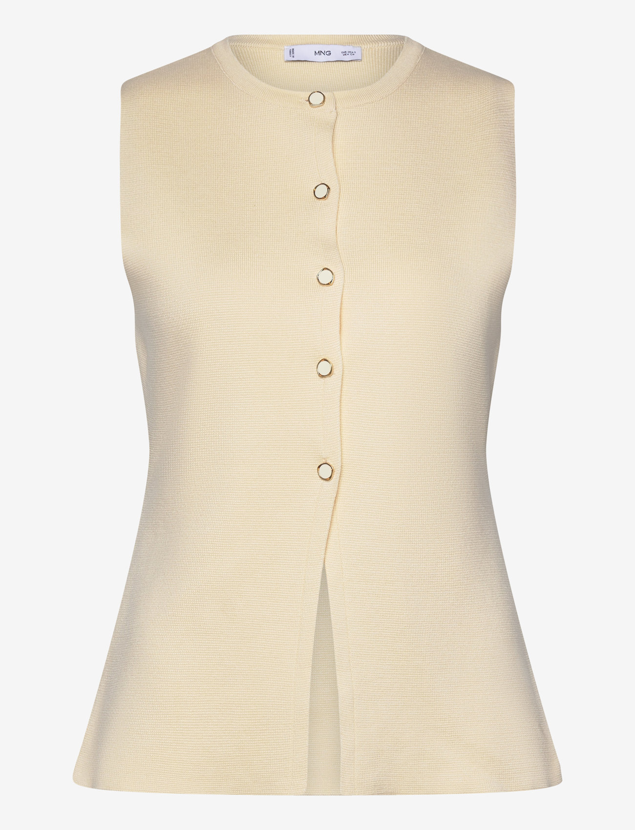 Mango - Fine-knit waistcoat with buttons - light beige - 1