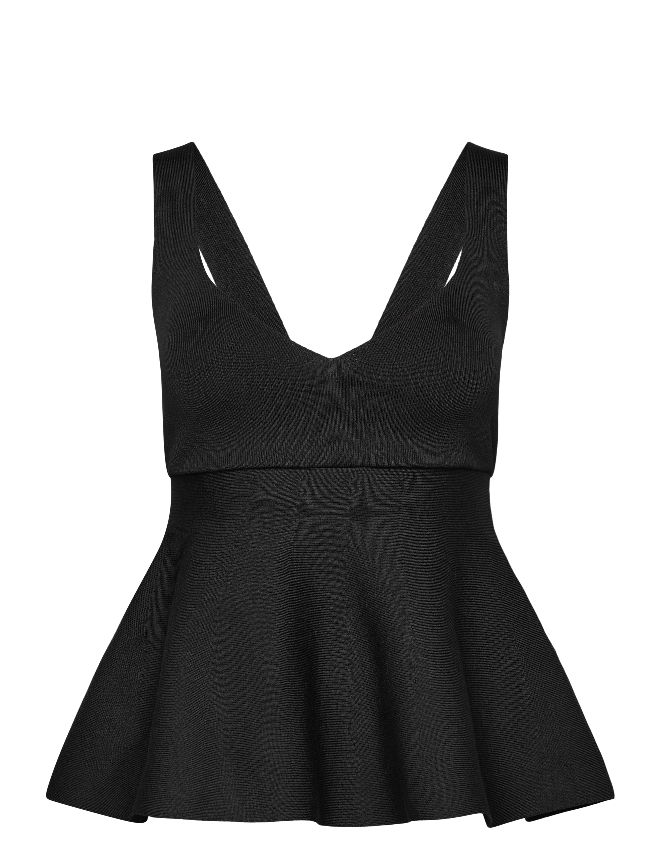 MANGO Fine-Knit Peplum Oberteil Schwarz - S - Damen