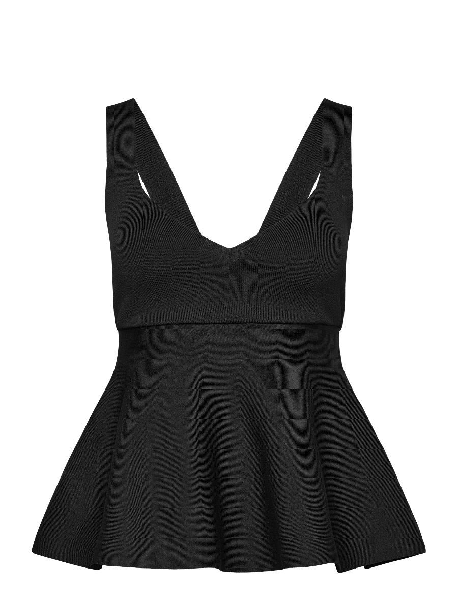 Mango - Fine-knit peplum top - tanktops - black - 0