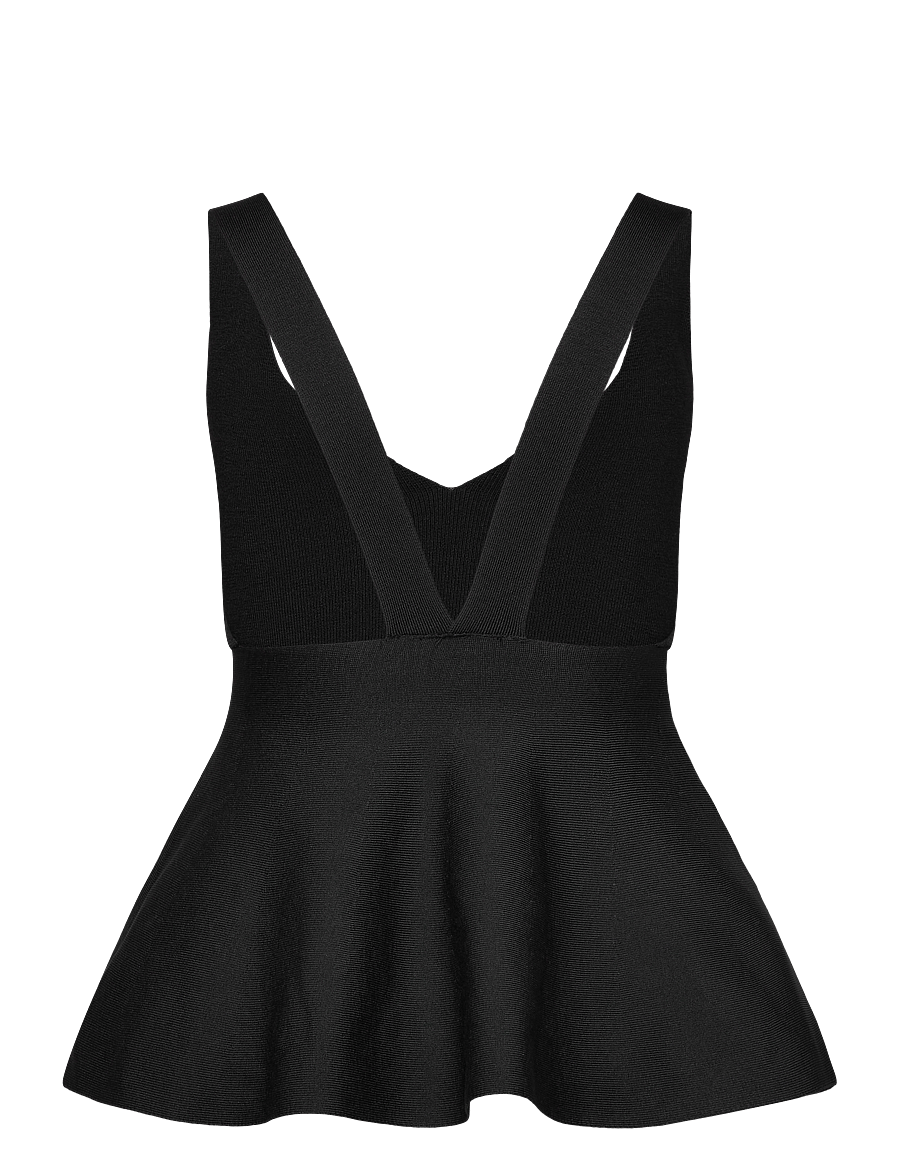 Mango - Fine-knit peplum top - tanktops - black - 1