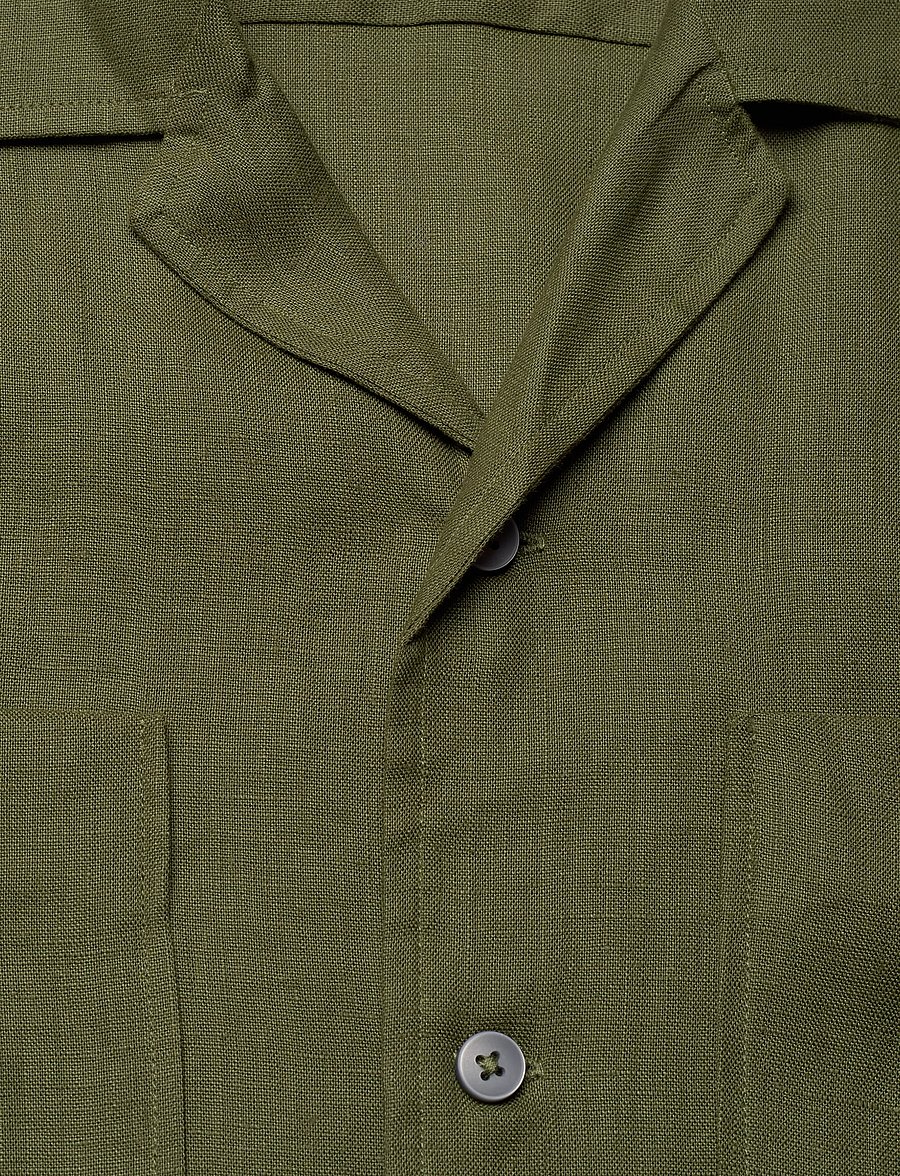 Mango - 100% linen bowling-collar shirt - hørskjorter - green - 2