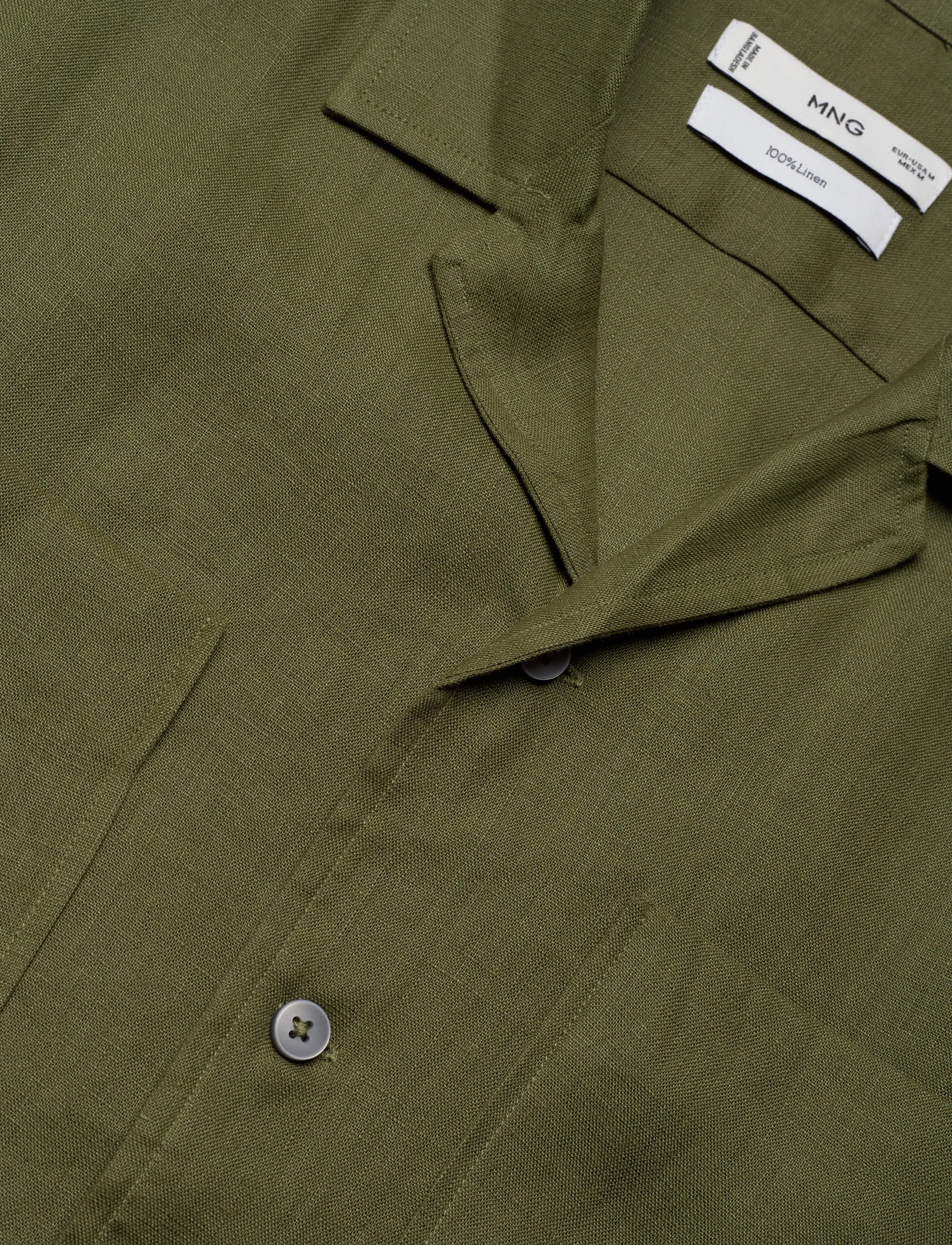 Mango - 100% linen bowling-collar shirt - leinenhemden - green - 3
