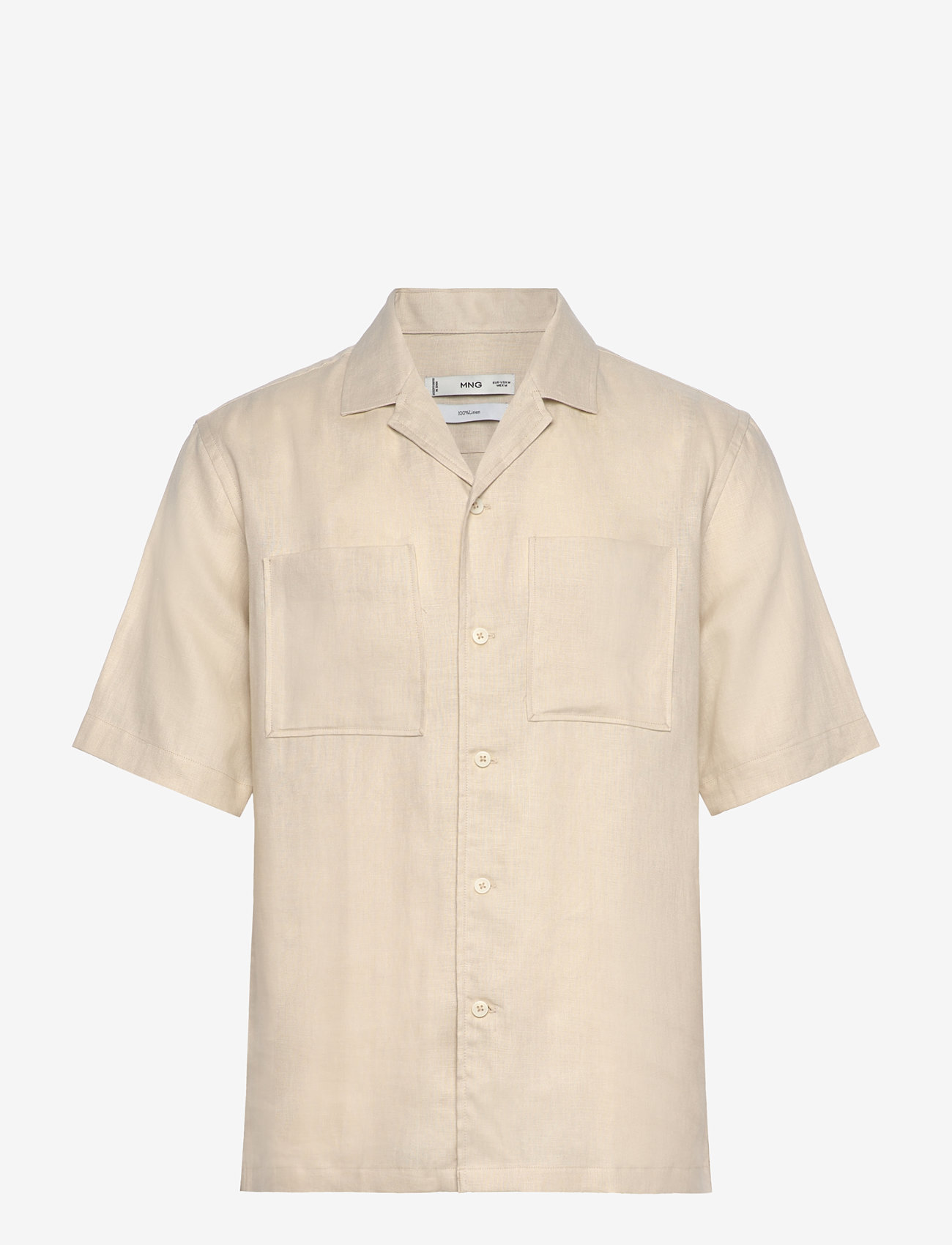 Mango - 100% linen bowling-collar shirt - hørskjorter - light beige - 0