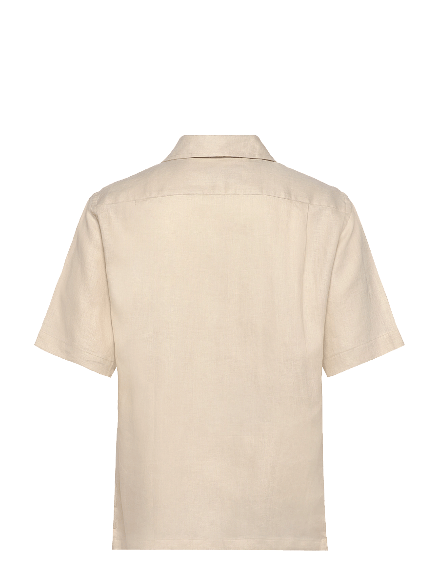 Mango - 100% linen bowling-collar shirt - hørskjorter - light beige - 1