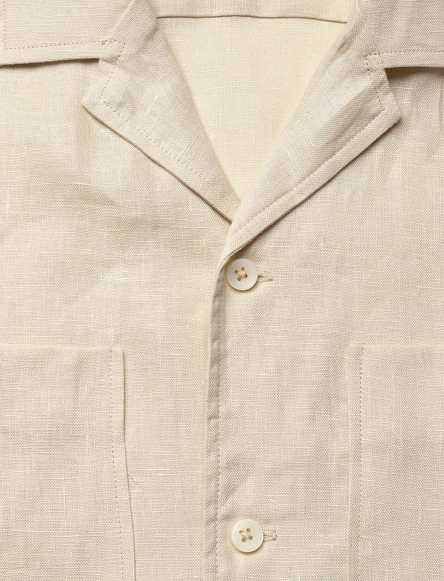 Mango - 100% linen bowling-collar shirt - hørskjorter - light beige - 2