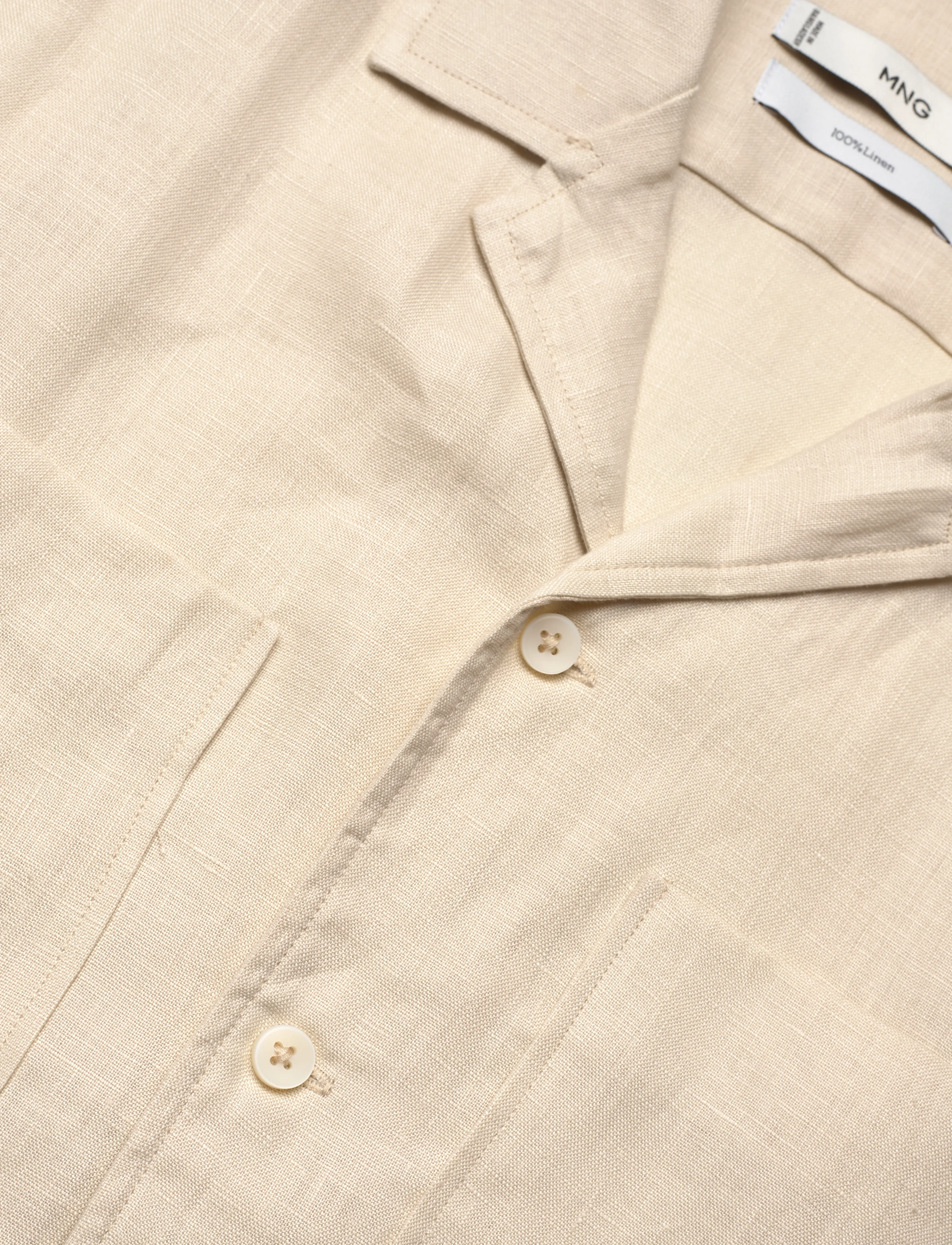 Mango - 100% linen bowling-collar shirt - linasest riidest särgid - light beige - 3