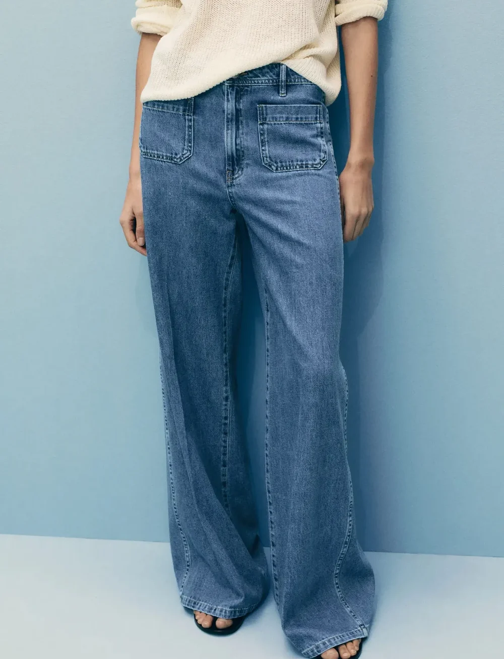 Mango - Wide leg jeans with pockets - hosen mit weitem bein - open blue - 0