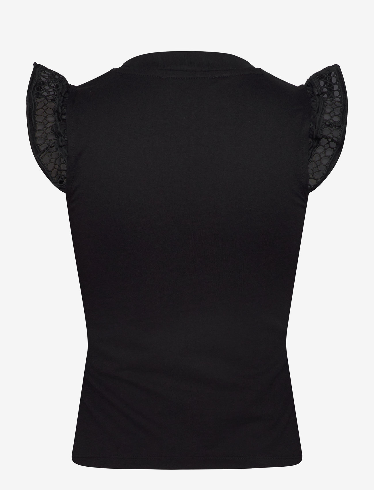 Mango - Openwork neckline cotton top - autumn clothing - black - 1