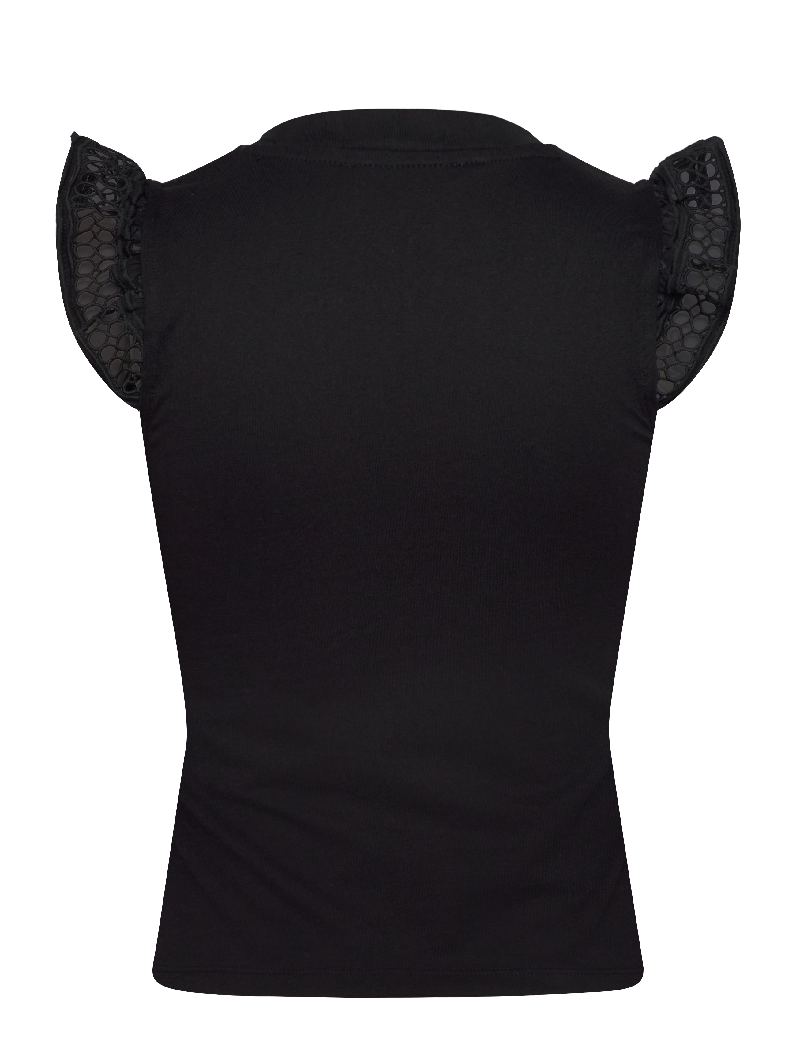Mango - Openwork neckline cotton top - t-shirts - black - 2