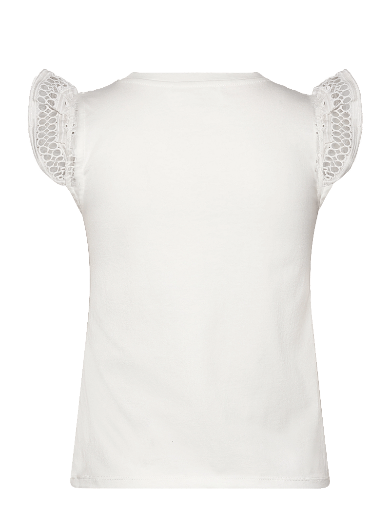 Mango - Openwork neckline cotton top - t-shirts - white - 2