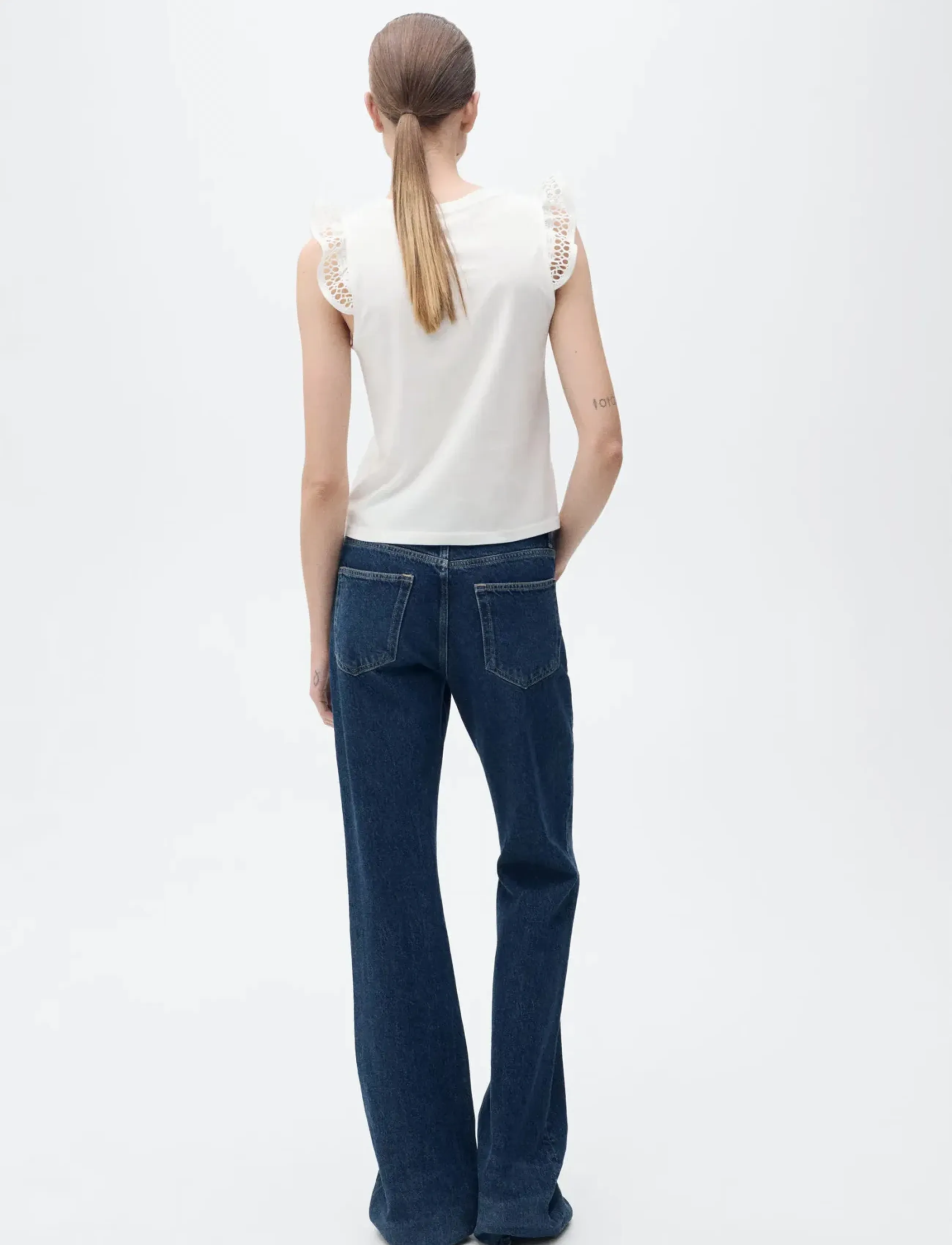 Mango - Openwork neckline cotton top - madalaimad hinnad - white - 3