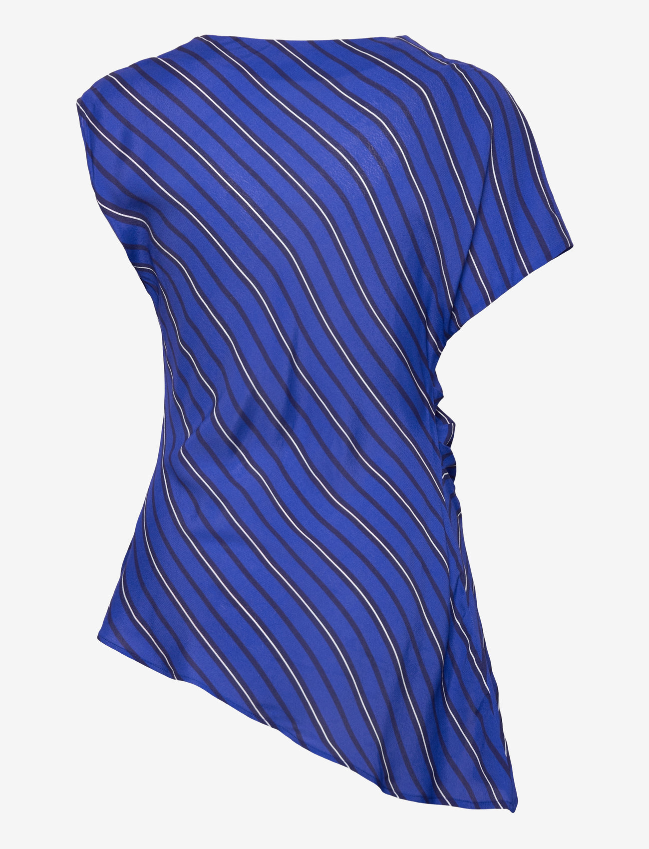 Mango - Asymmetrical striped blouse - short-sleeved blouses - medium blue - 1