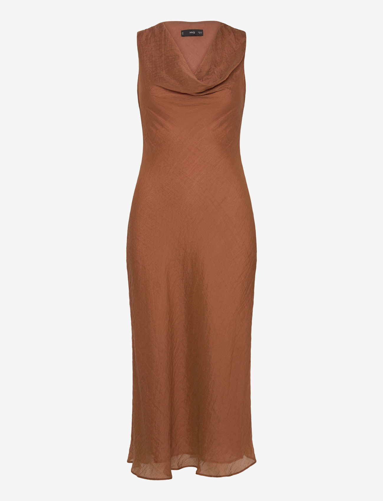 Mango - Draped-neck lyocell dress - cocktailkleider - brown - 1