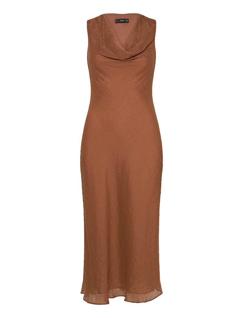Mango - Draped-neck lyocell dress - cocktailkleider - brown - 1