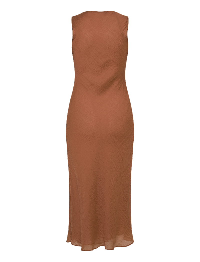 Mango - Draped-neck lyocell dress - cocktail dresses - brown - 2