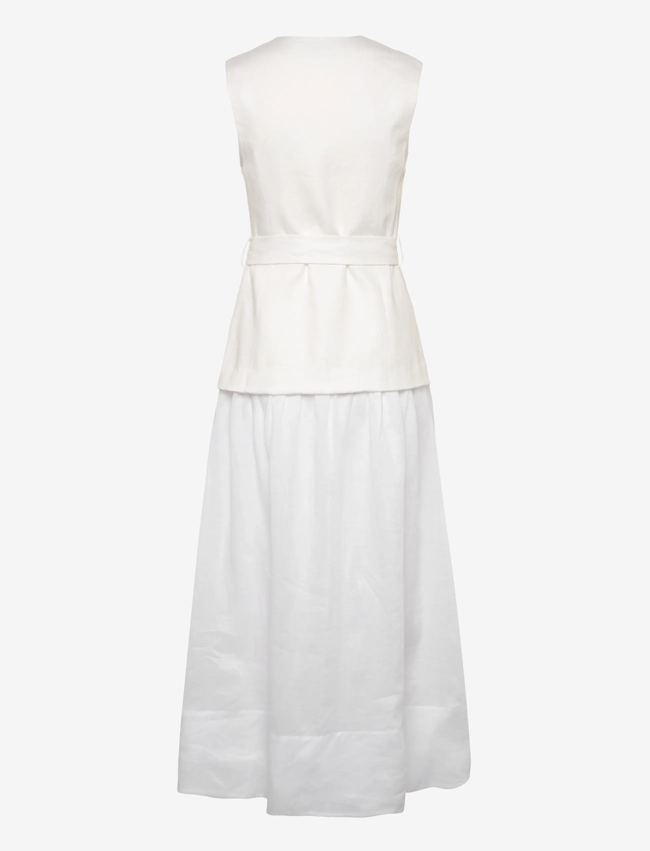 Mango - Linen and ramie dress with belt - maksimekot - white - 1