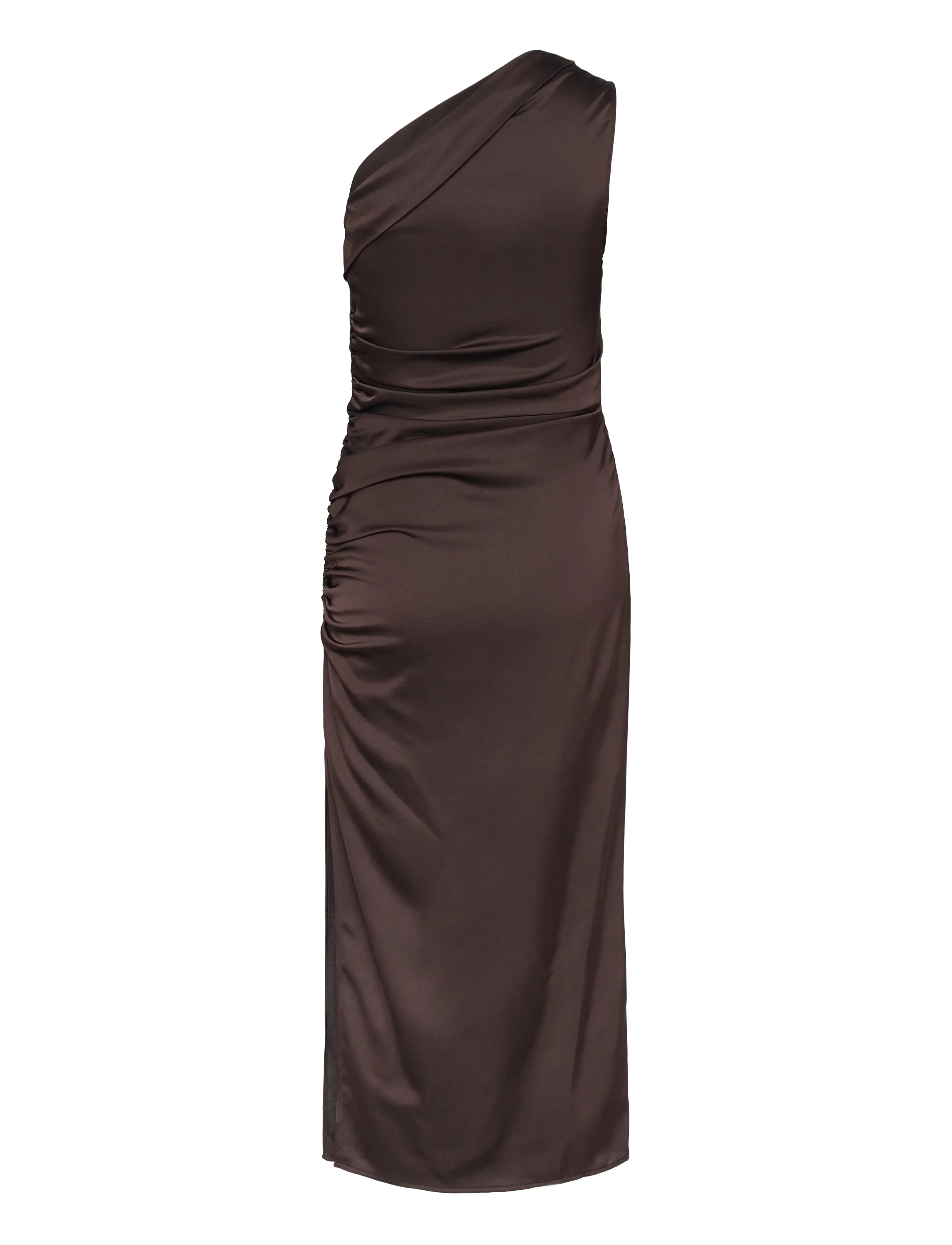 Mango - Asymmetrical satin dress with side slits - brown - 2