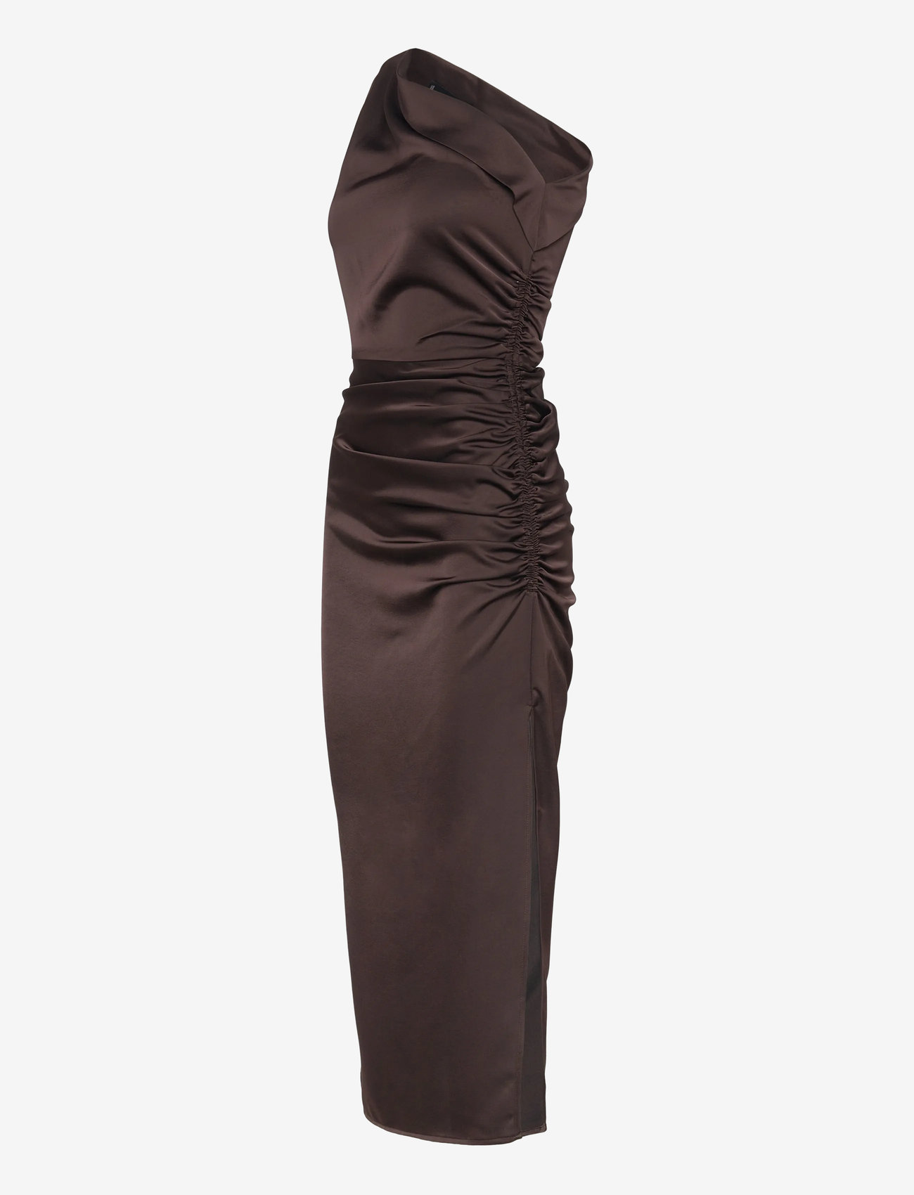 Mango - Asymmetrical satin dress with side slits - cocktailkleider - brown - 3