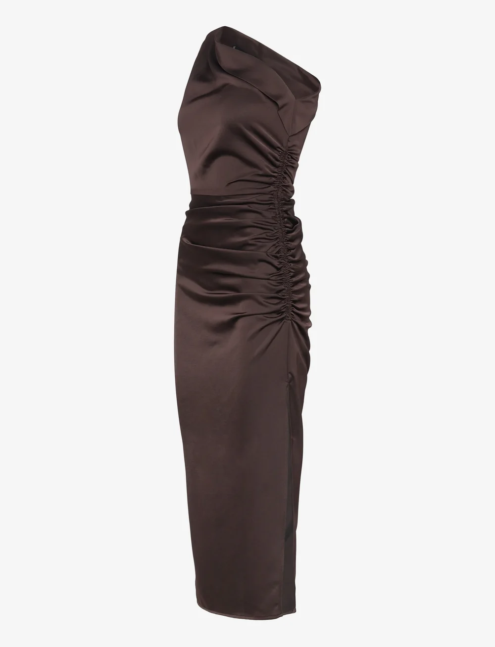 Mango - Asymmetrical satin dress with side slits - cocktailkleider - brown - 3