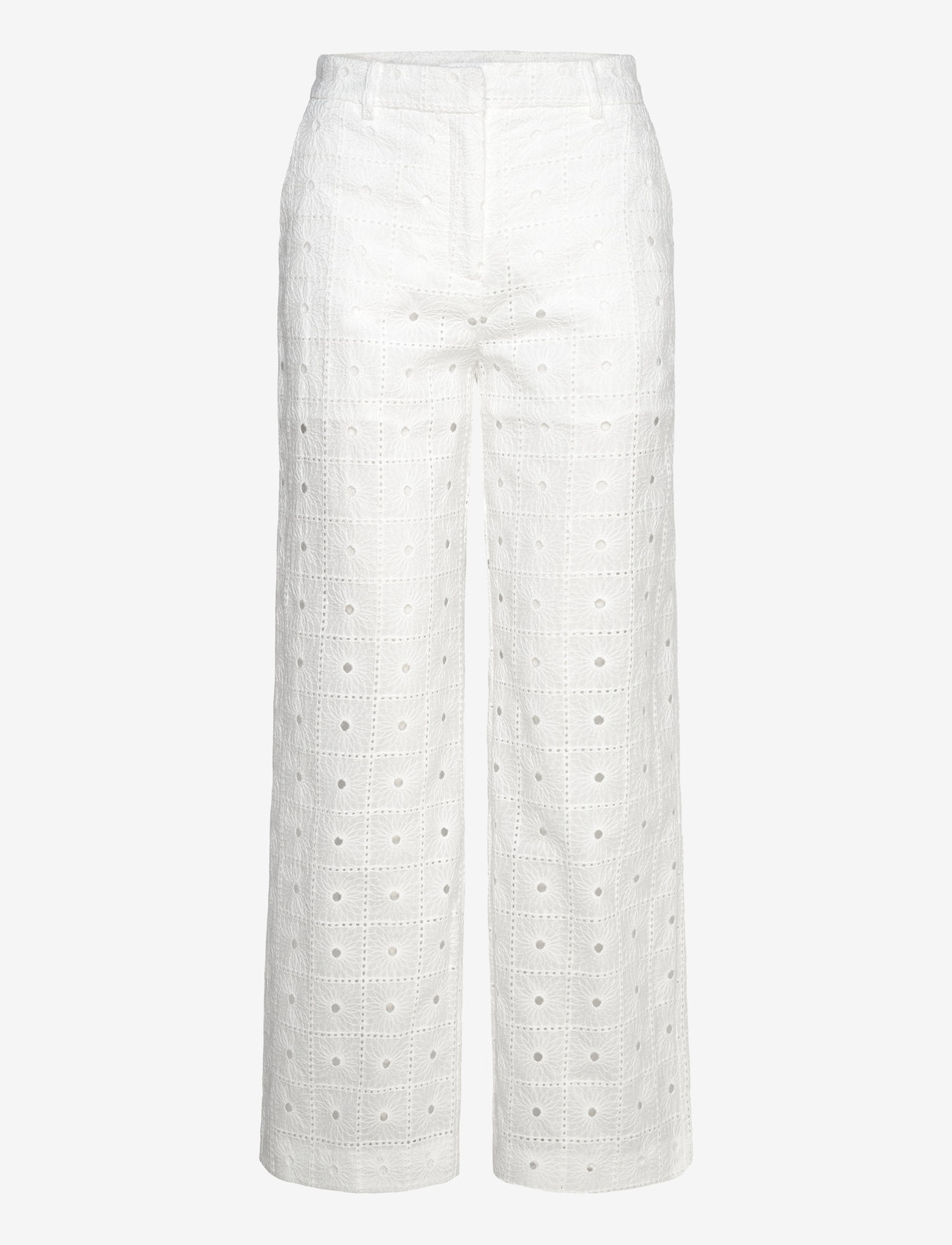 Mango - Straight-fit embroidered cotton trousers - straight leg hosen - white - 1