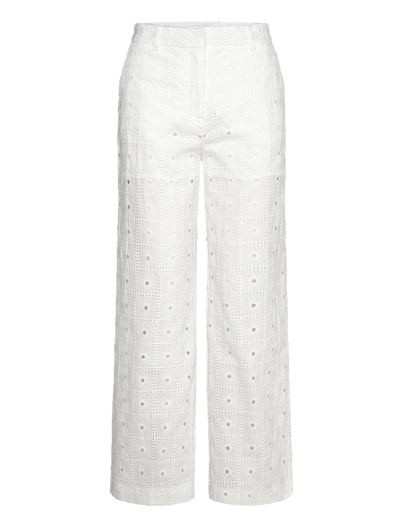 Mango - Straight-fit embroidered cotton trousers - straight leg hosen - white - 1