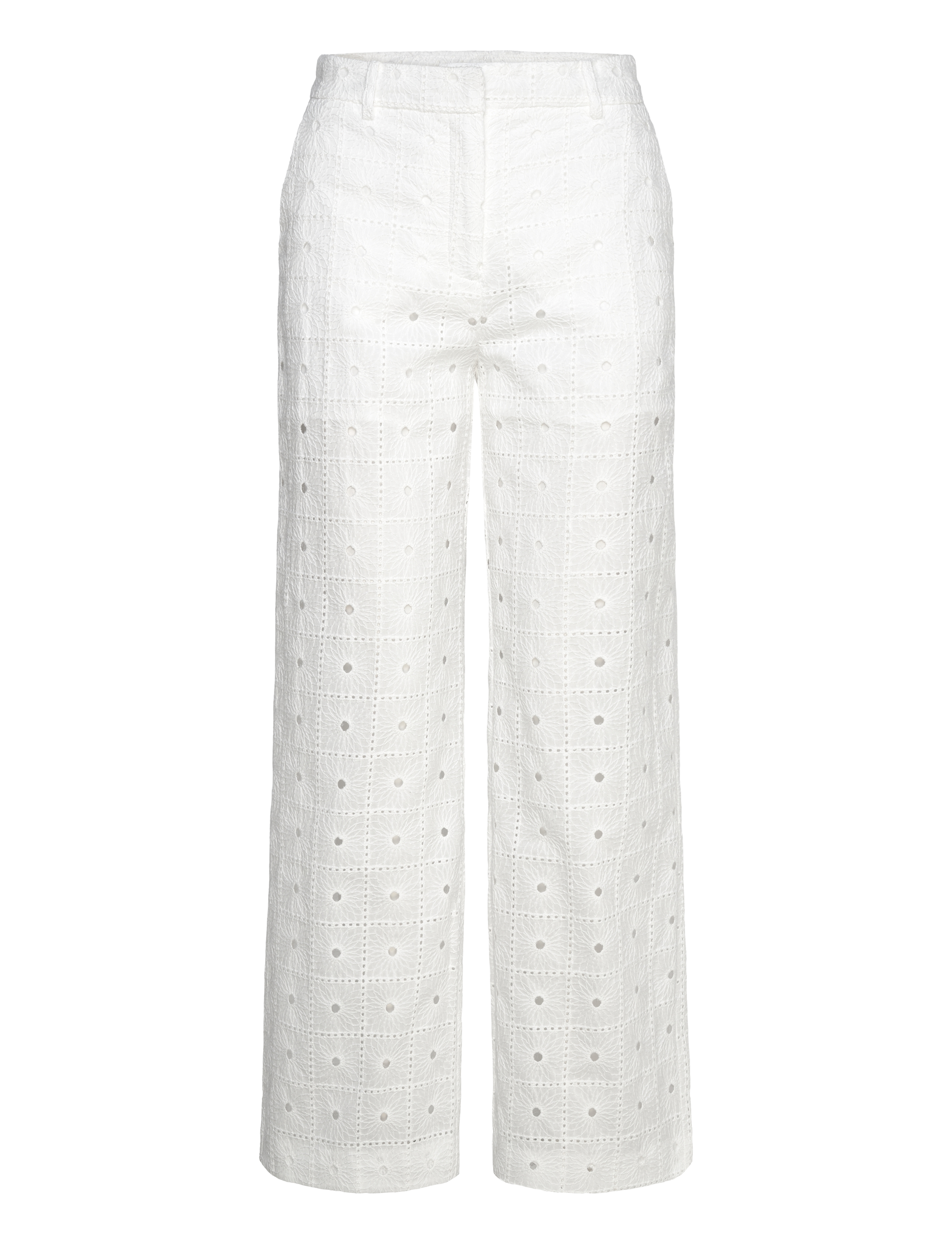 Mango Straight-fit embroidered cotton trousers - Byxor - WHITE / white