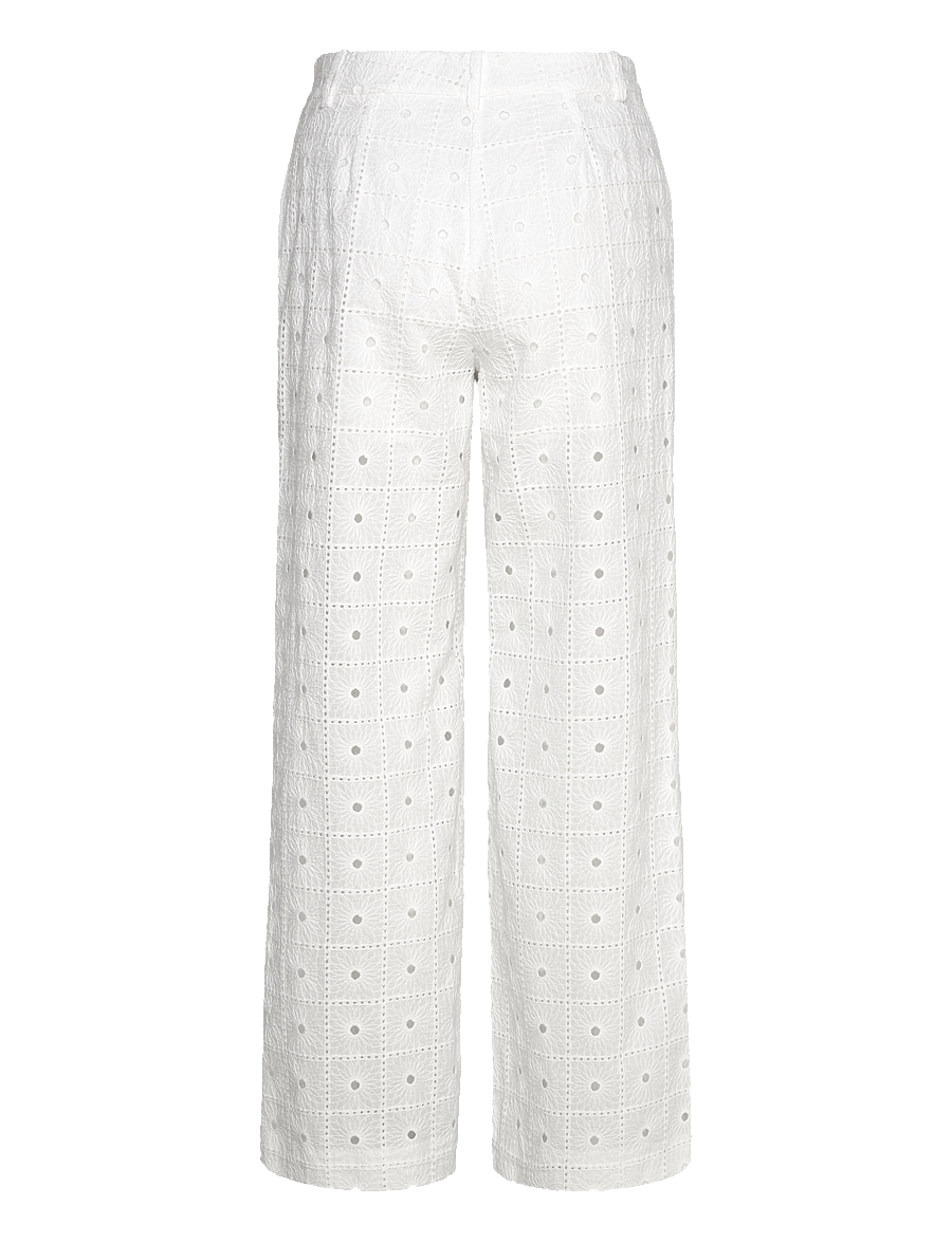 Mango - Straight-fit embroidered cotton trousers - bukser med lige ben - white - 2