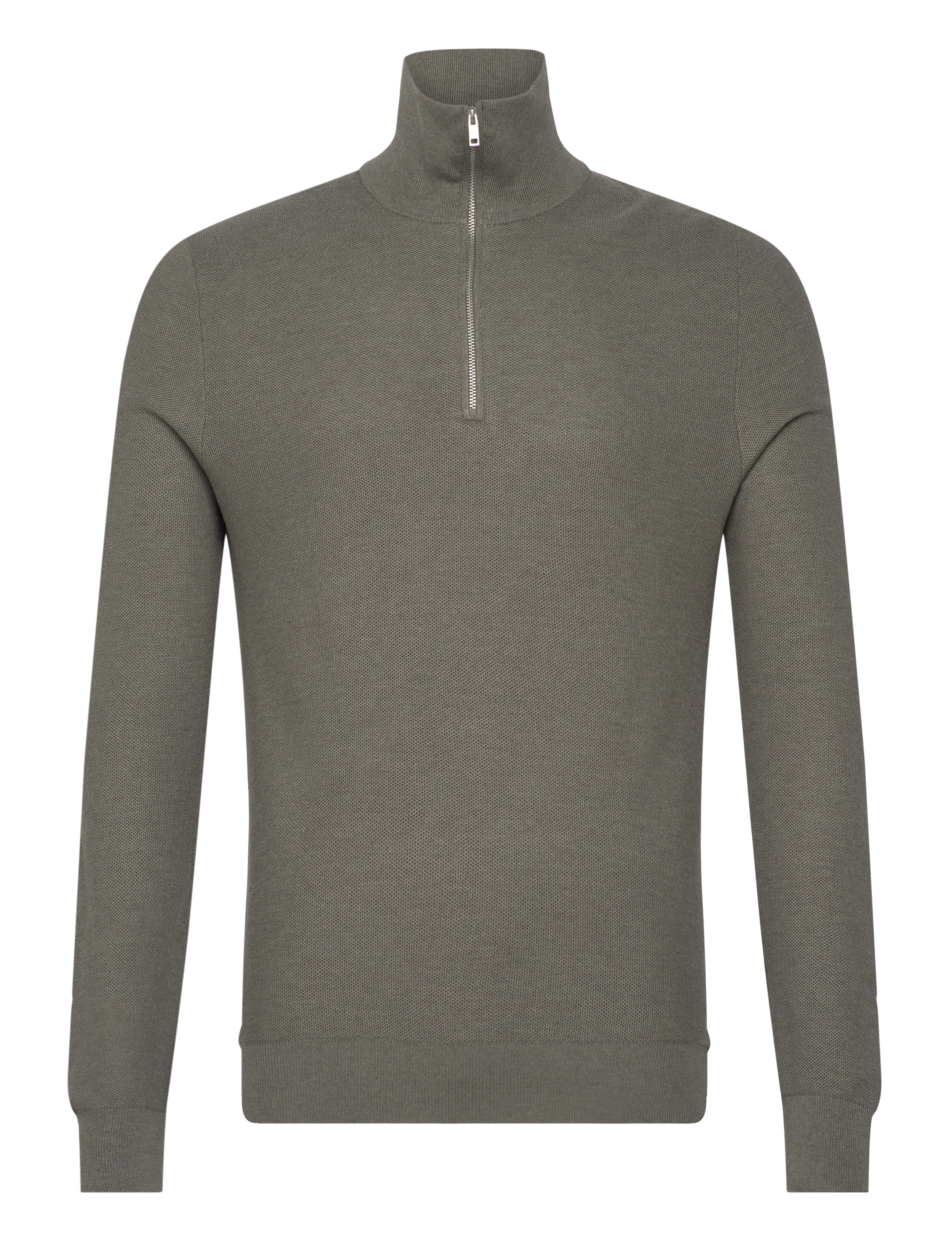 MANGO Microstructure Pullover With Zipper Collar Khaki - S - Herren