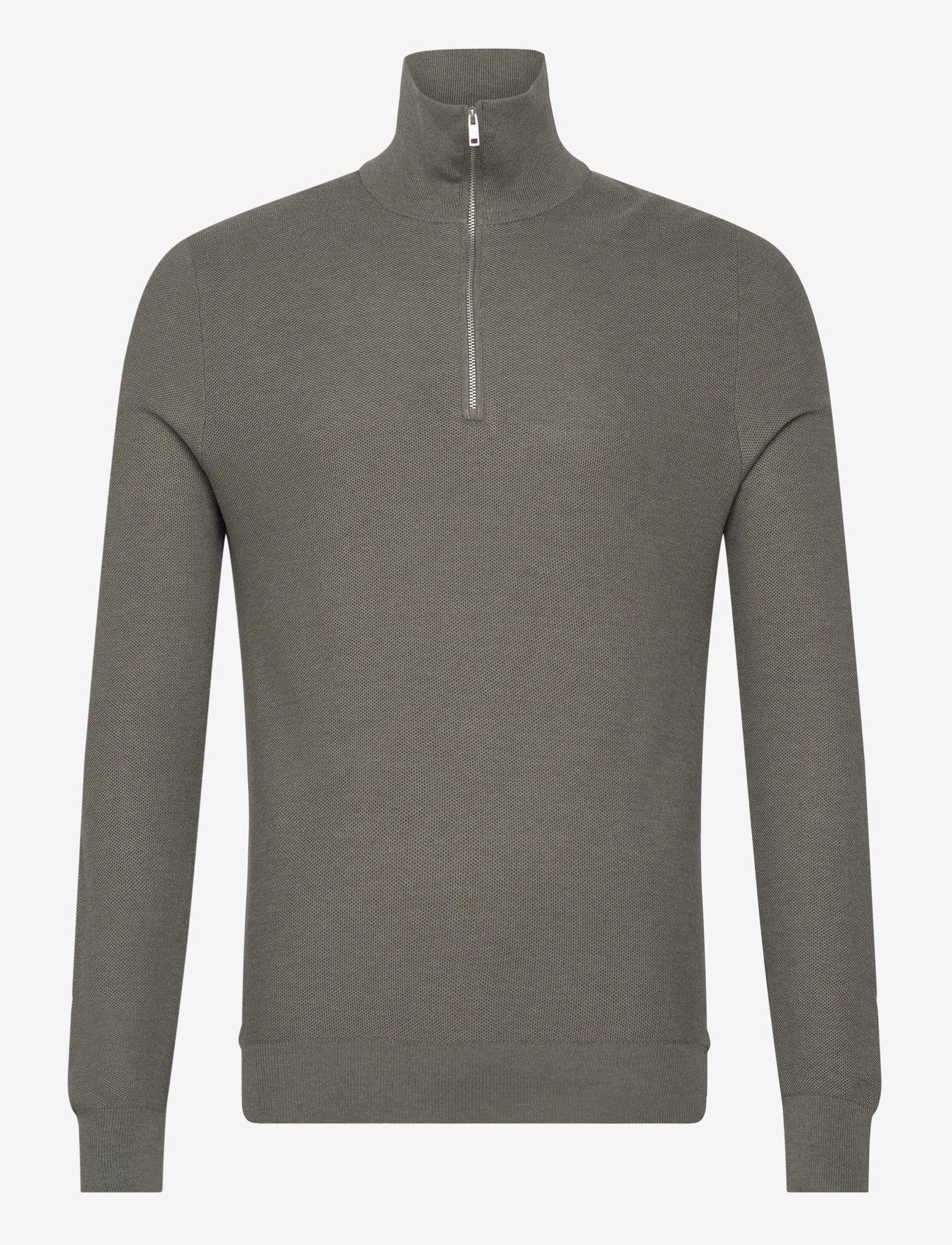 Mango - Microstructure sweater with zipper collar - efterårstøj - dark green - 0