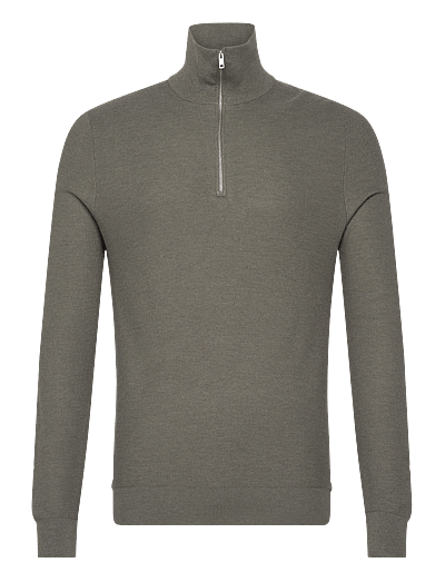 Microstructure Sweater With Zipper Collar - Half Zip-TrøJer