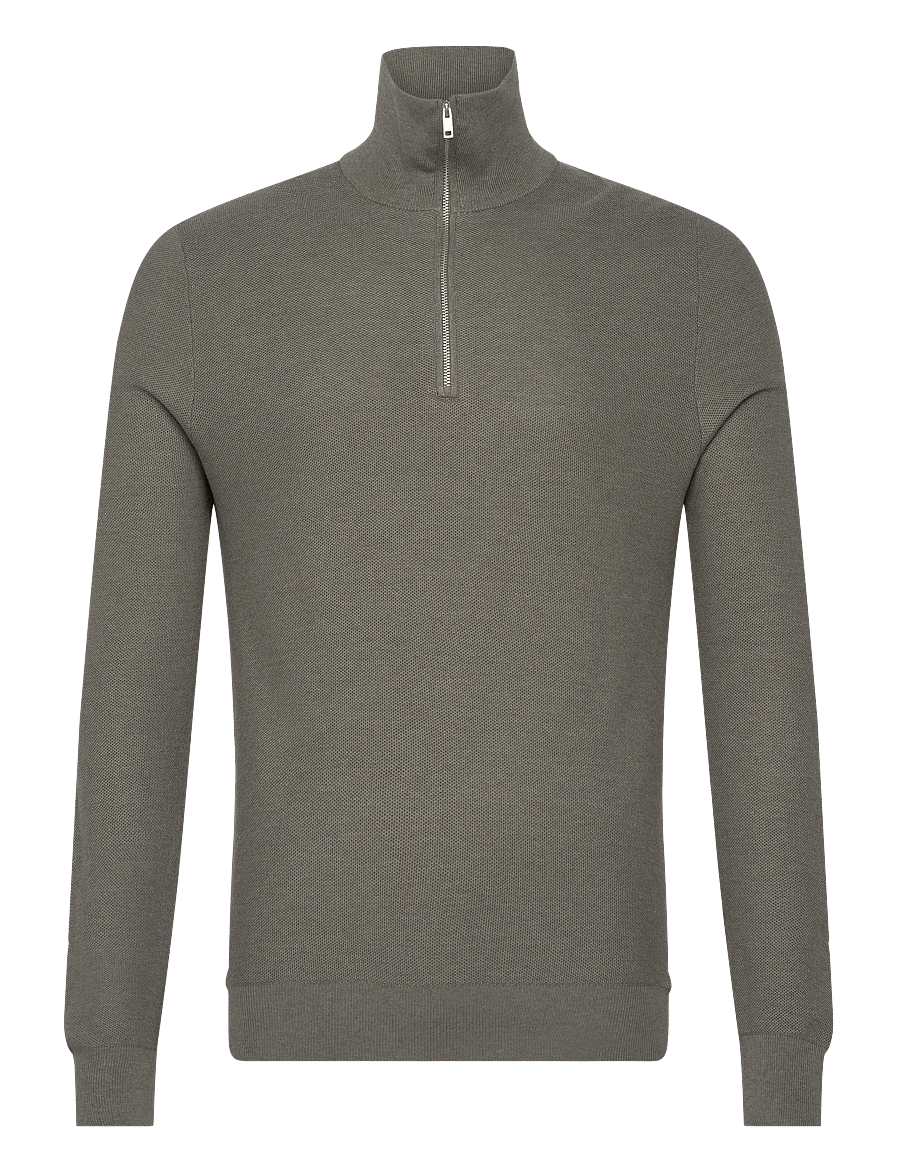 Mango - Microstructure sweater with zipper collar - pullover mit halbem reißverschluss - dark green - 0